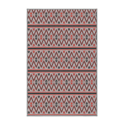 Tapis noir/rouge tissé à la machine