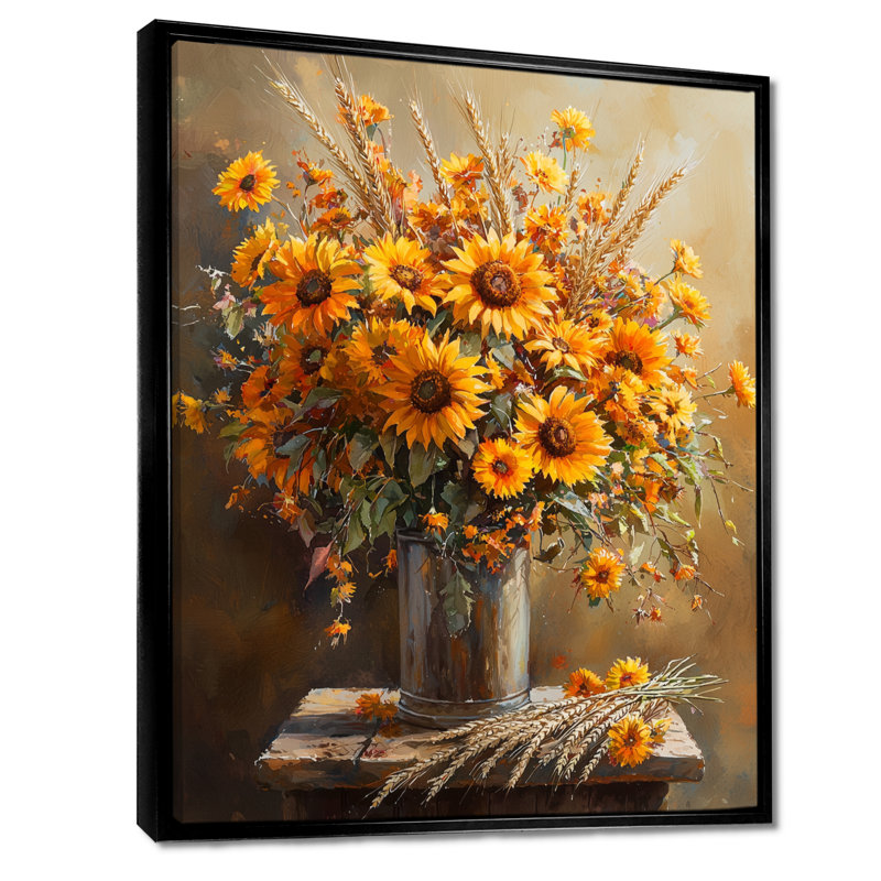 Waycross - impression sur toile florale, H 20 po x l 12 po, Impression encadrée flottante, Noir