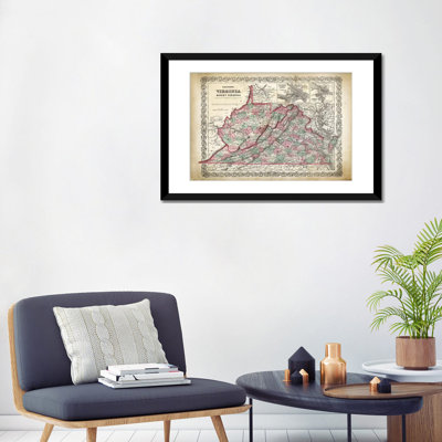 «West Virginia Map», impression sur toile