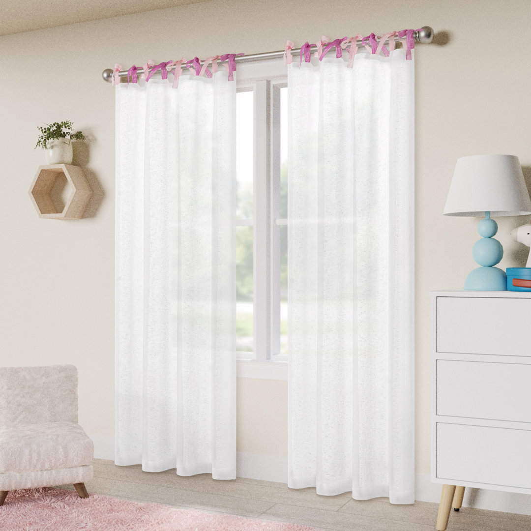 Voile  Muti Colors Tie Tab Curtain Pair Latitude Run® Curtain 