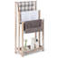 Porte-serviettes sur pied, support en bois avec tablette de rangement, 3 niveaux (brun clair)