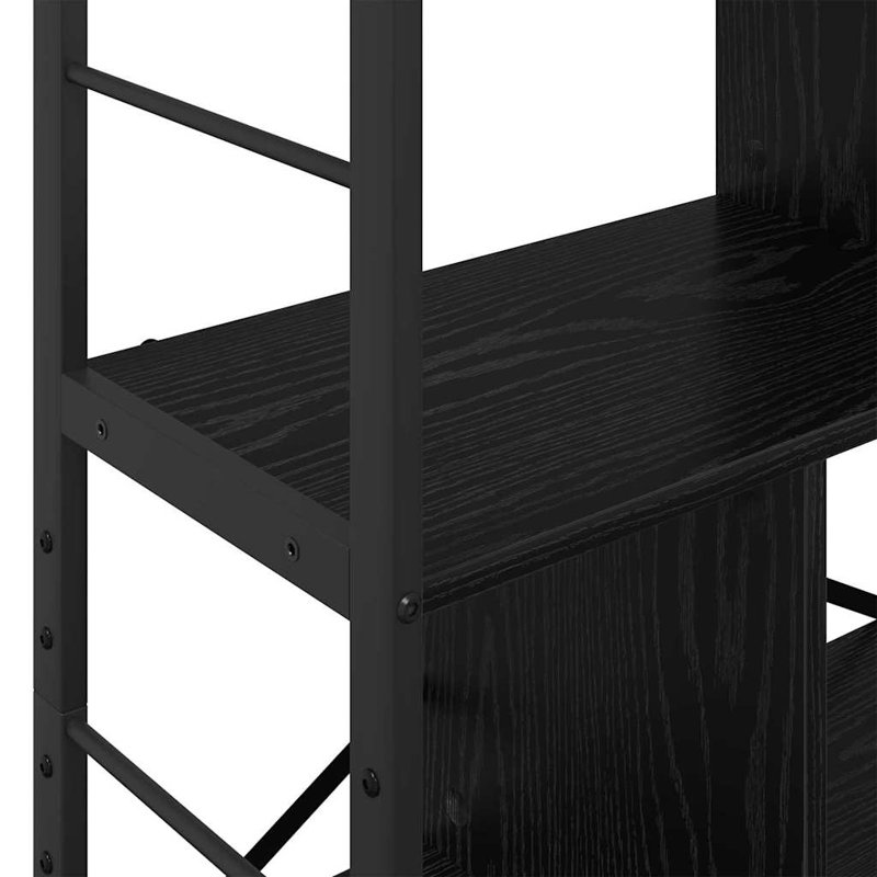 75cm W Steel Etagere Bookcase, (4 Shelves) 123.5cm. H x 75cm. W x 30cm. D, Black Oak