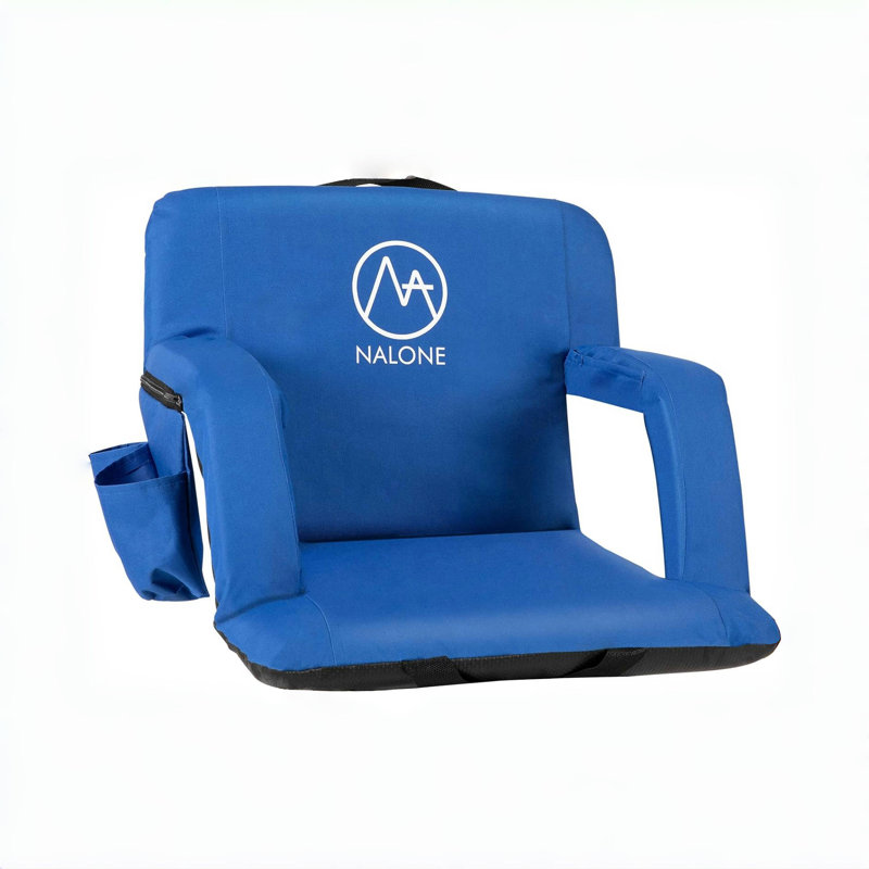 Folding Stadium Seat With Padded Reclining Cushion And Armrest, 1, Blue