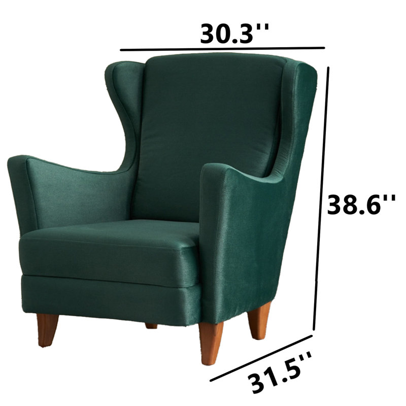 Fauteuil à oreilles Beech, Velours de polyester vert