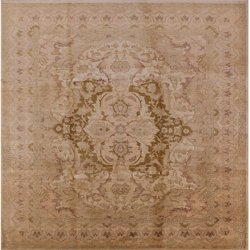 Tapis oriental brun / beige, Carré 5 pi