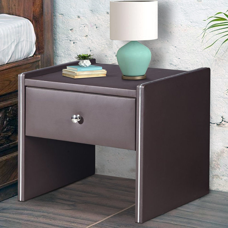 Drian 1 - Drawer Upholstered Nightstand, Brown