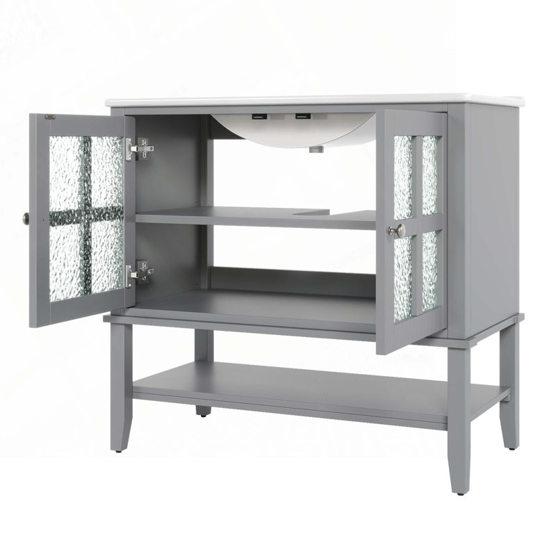Bathroom Vanity with Ceramic Sink, Gray