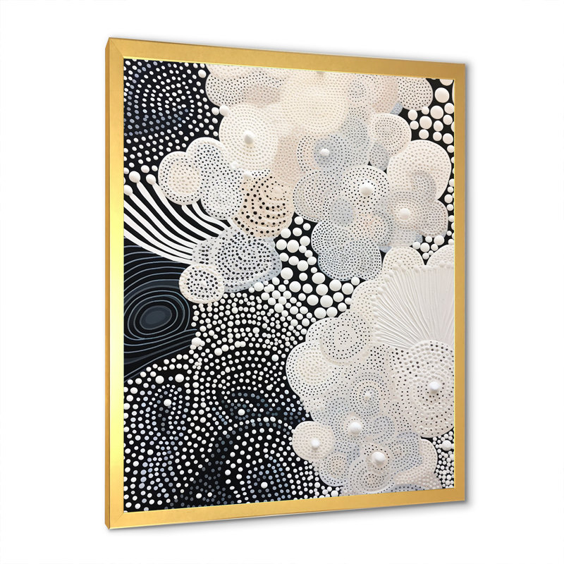 «Gray Abstract Corals II», reproduction sur toile, Cadre doré simple, H 20 po x l 12 po x P 1 po