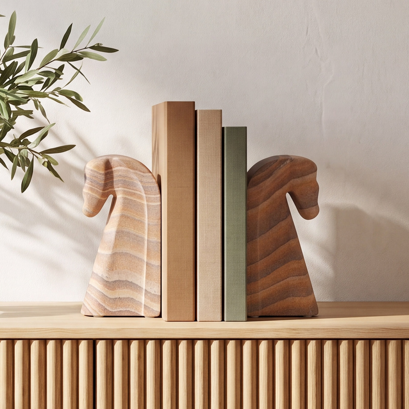 Genuine Marble Horse Decorative Bookends