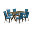 L'ensemble de salle à manger 6 pièces comprend une table de salle à manger rectangulaire avec des pieds en X et 4 chaises Parson en tissu bleu bébé avec un banc, finition en lin blanc-986784949-986903575-986903594
