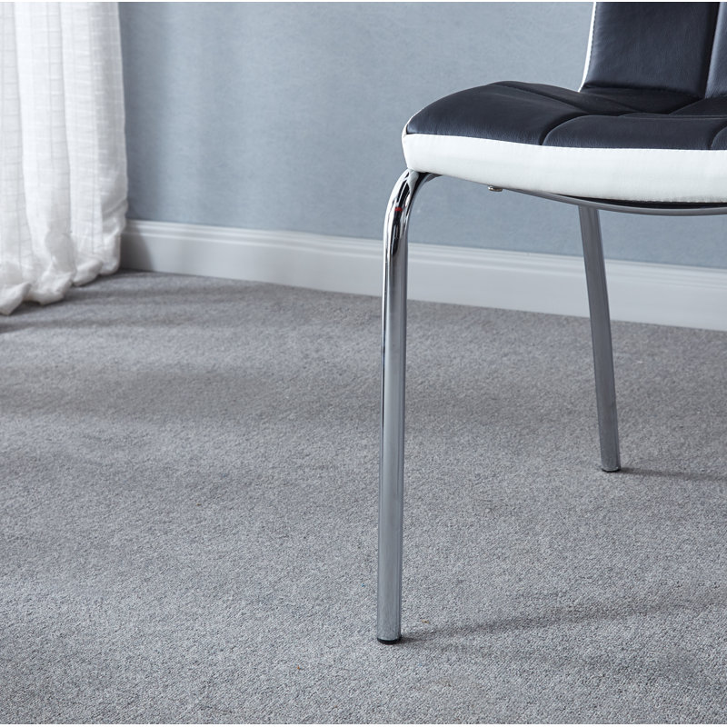 Nasim 18'' H Upholstered Parsons Chair, Black/White, Silver