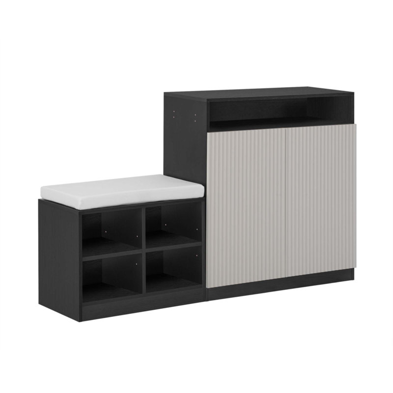 Armoire de salon avec banc à chaussures, Beige/noir