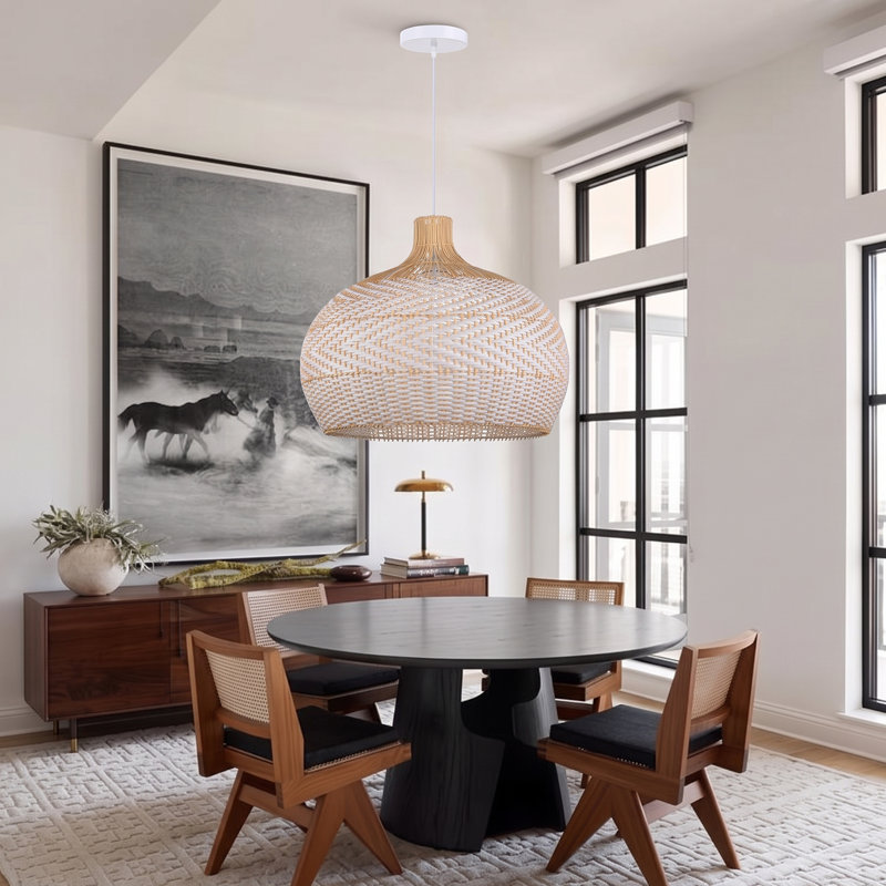 Luminaire suspendu en forme de dôme blanc à 1 lumière Aribella, H 21,65 po x l 23,62 po x P 23,62 po