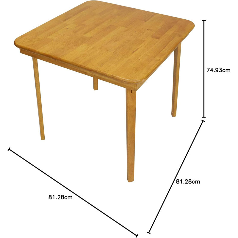 Oak Finish Solid Wood Folding Card Table, 32" Square