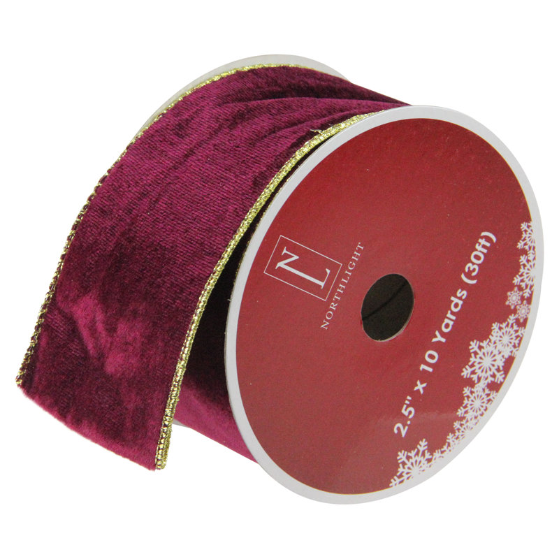 Bobines de ruban d'artisanat de Noël câblées rouges et dorées Club 2,5 po x 120 verges