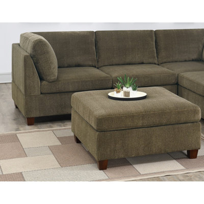 Mobilier de salon contemporain de coin modulaire en tissu de chenille de couleur brun clair 1pc OTTOMAN