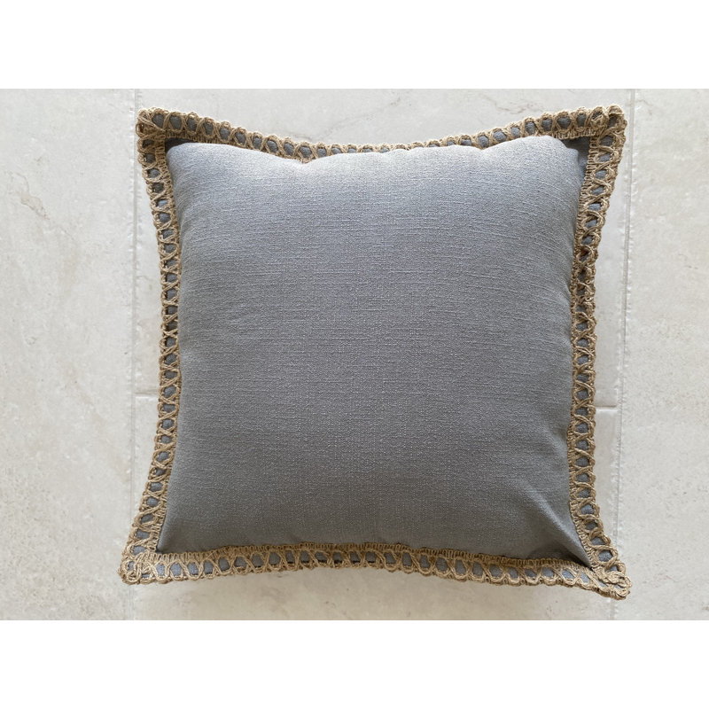 Coussin en jute avec insert ivoire, Gris