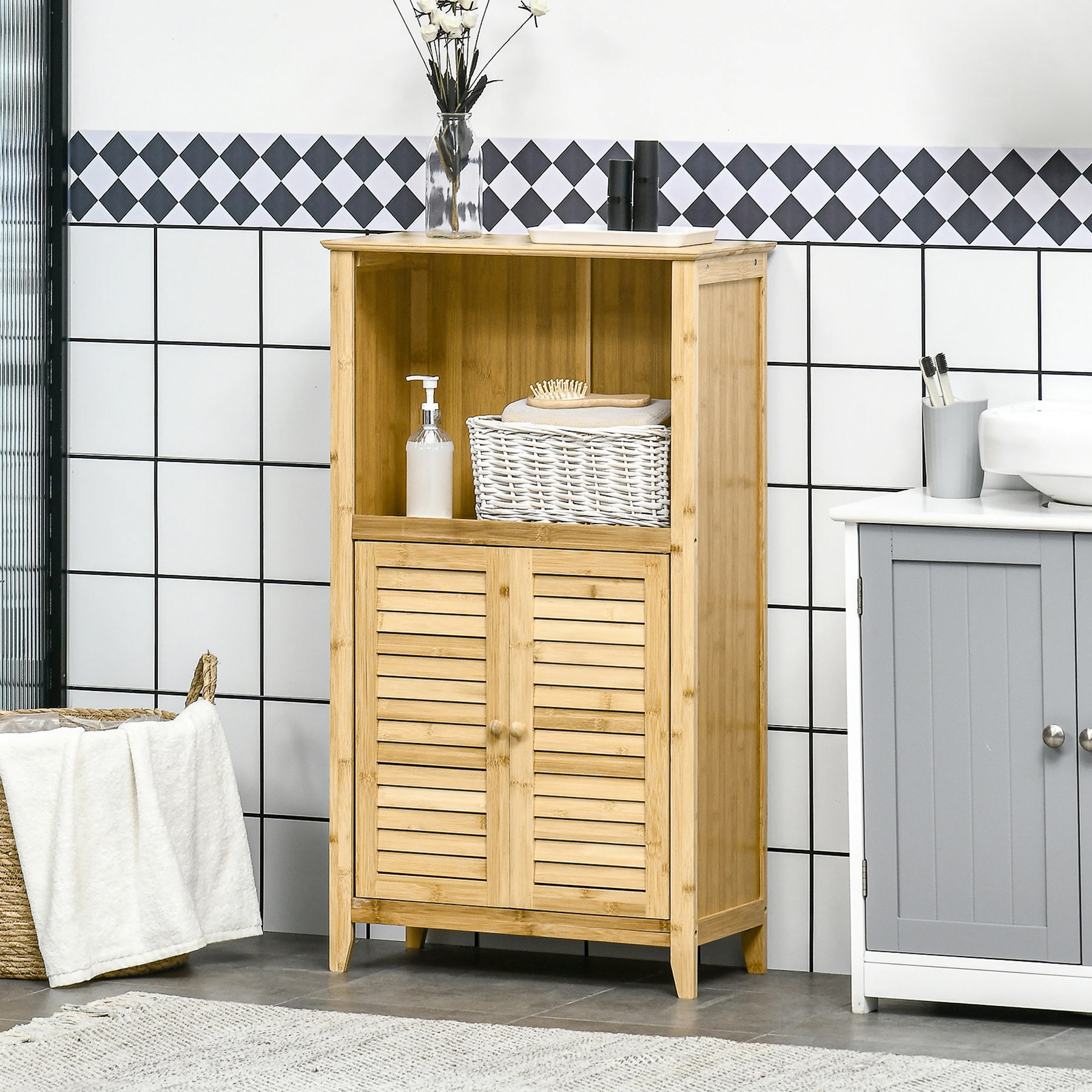 Millwood Pines Pointer Solid Wood Freestanding Bathroom Cabinet ...
