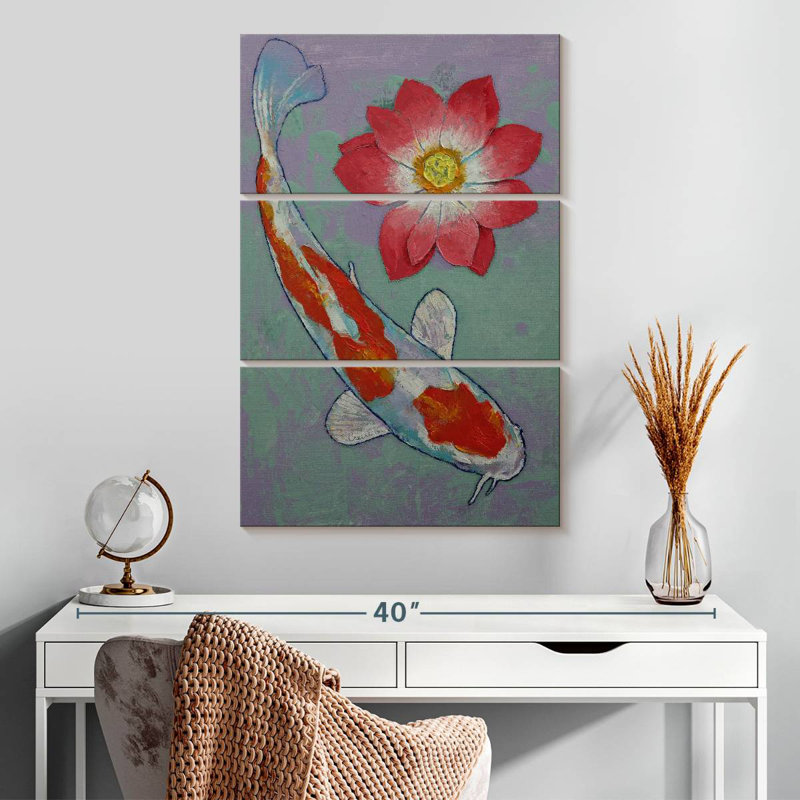 Brampt Koi And Lotus, 32" H x 20" W