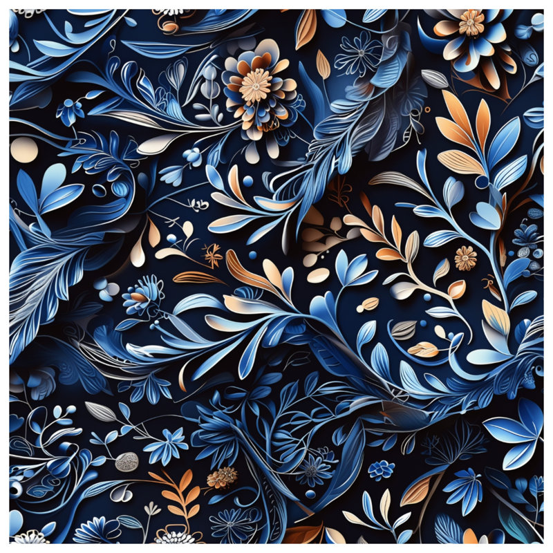 Couvertures à motif floral bleu bronze, L 50 po x H 60 po