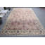 Tapis turc rétro Oushak rose pour décoration de salon et cuisine - motif antique tissé à la main