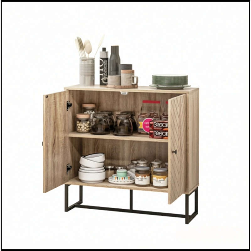 Armoire de rangement avec 2 portes à chevrons, tablette réglable et bases en acier robuste