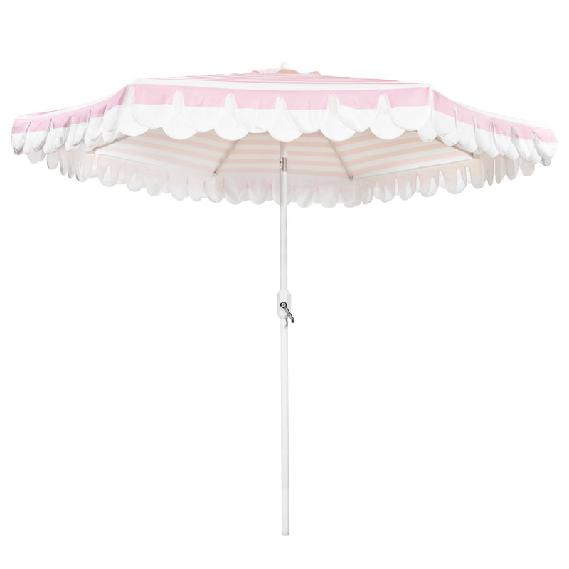 Parasol Adahir 108 avec contrepoids inclus, Rose/Blanc, Blanc