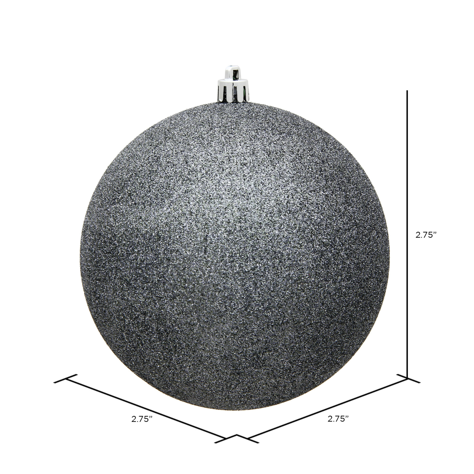 Holiday Décor Ball Ornament, Gray, 2.75" H x 2.75" W x 2.75" D