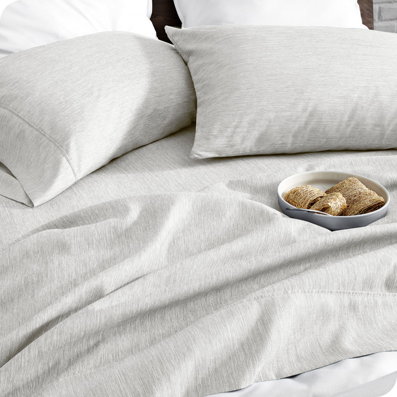 Bare Home Ultra-Soft Microfiber Sheet Set, Queen Sheet Set + 1 Fitted Sheet + 2 Pillowcases, Heathered Pewter