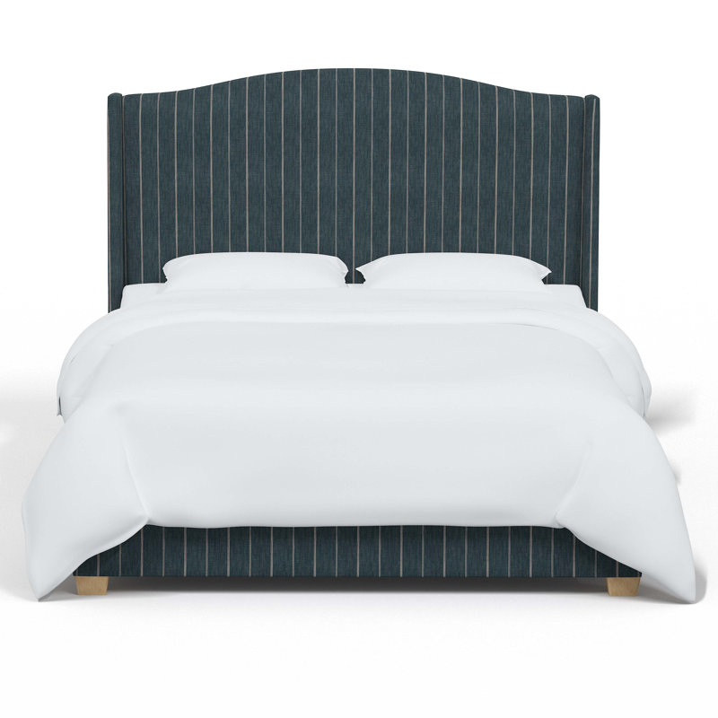 Lit tapissier standard bas Hagerman, Simple, Rayures indigo Fritz