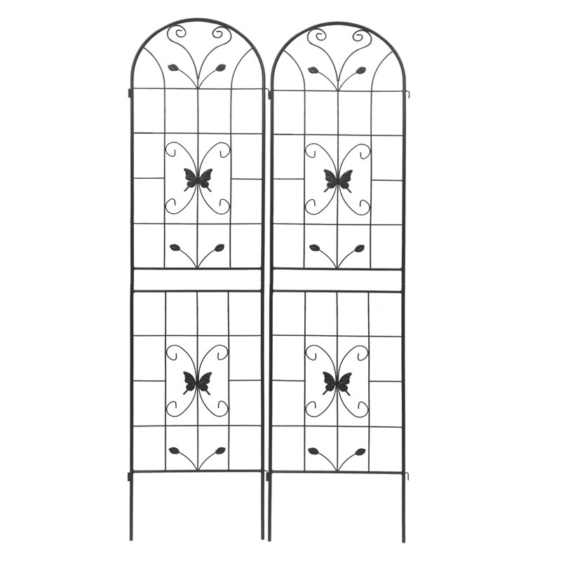 Ensemble de 2 plantes de treillis de jardin en métal antirouille 86,6 "x 19,7", support en fer noir pour les vignes