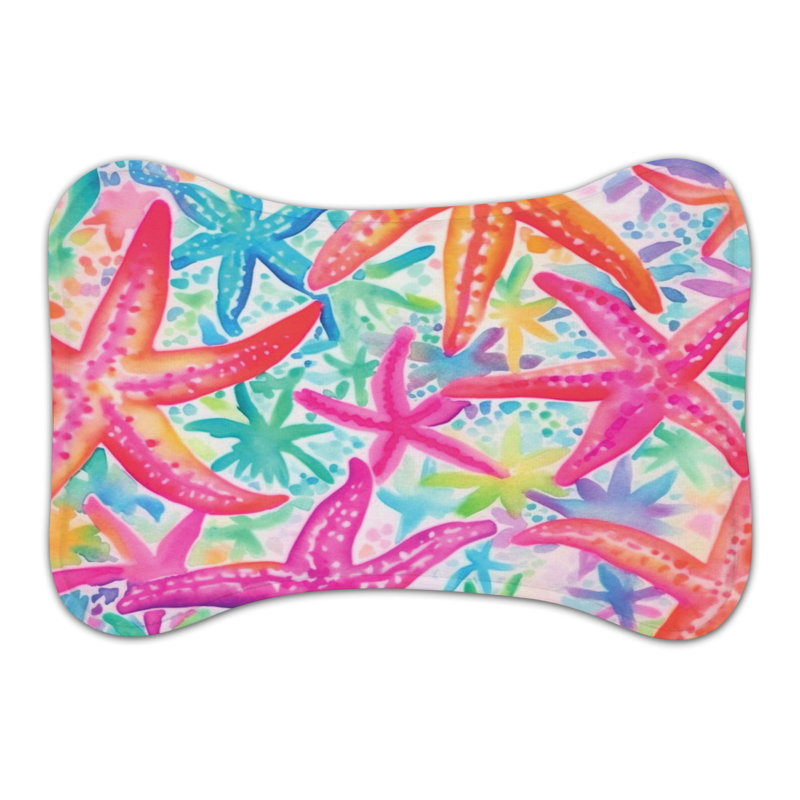 Watercolor Creatures - 1 Piece Bone Shape Feeding Mat, Medium (18")