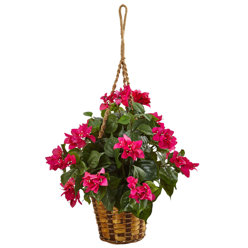 Suspension de bougainvillea artificielle dans le panier