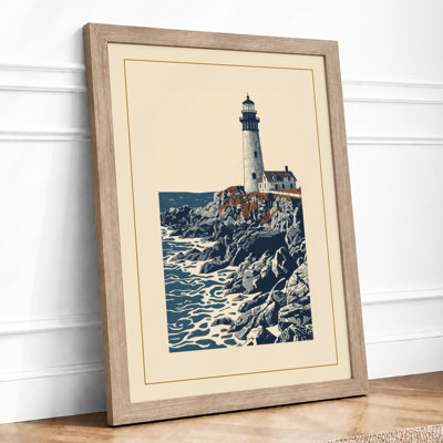 Sentinel on the Rocks Coastal - Framed Print