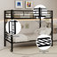 Lit superposé simple au-dessus d'un lit simple en métal pour enfants, structure de lit en métal avec échelles et garde-corps, 2 lits convertibles, aucun sommier requis-475333423