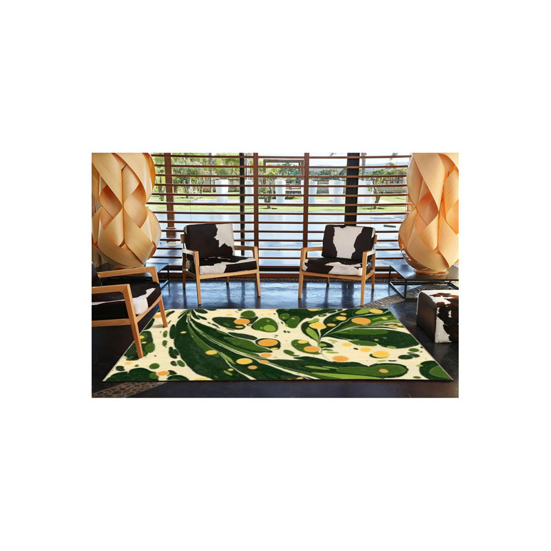 Tapis décoratif moderne à motif abstrait vert, Sous-tapis rectangulaire 3 pi 11 po x 5 pi 11 po i