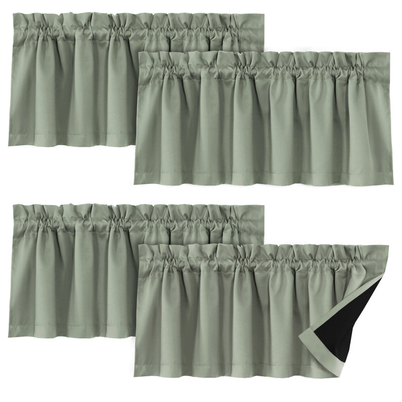100% Blackout Curtain Valances for Kitchen Windows/Bathroom/Living Room/Bedroom Thermal Insulated Rod Pocket Valances for Windows, 4 Pack, 52" x 18"