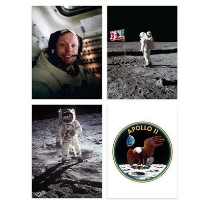 NASA Apollo 11 Emblem Moon Landing Astronaut Armstrong 4 Piece Wall Art