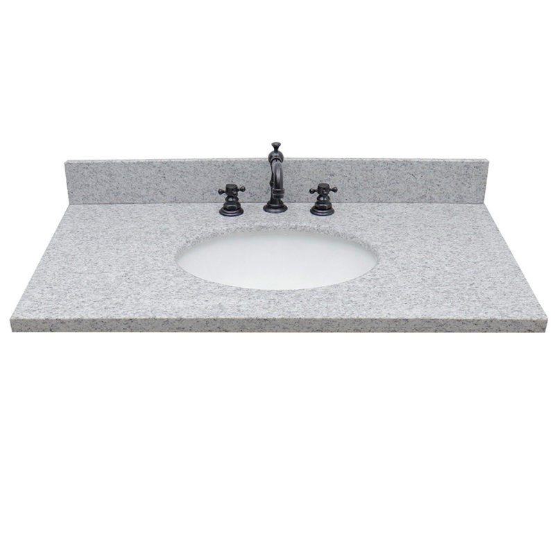 37'' Gray Granite Bathroom Vanity Top with Ceramic Sink