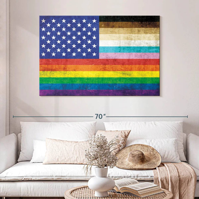 Drapeau de la fierté américaine grunge, H 32 po x l 48 po