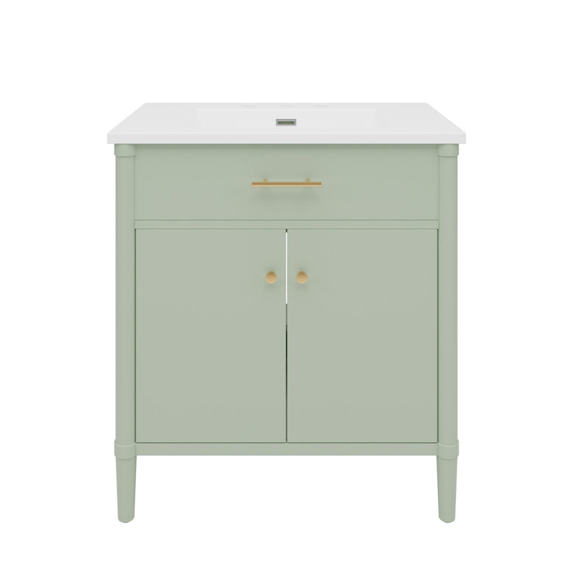 Meuble-lavabo à profil courbé, Vert