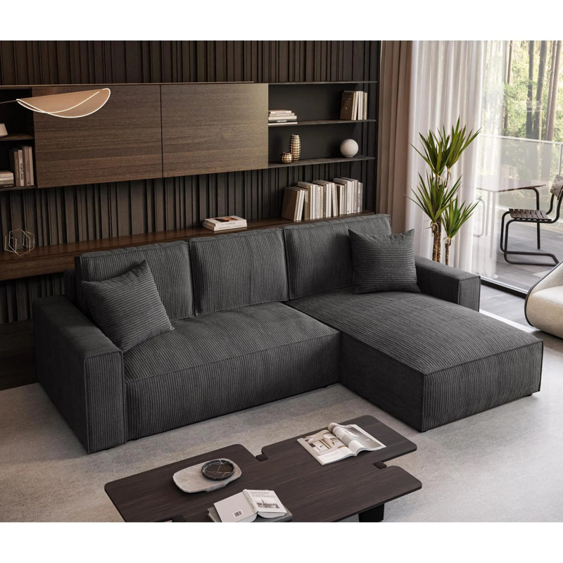 Damionna 4 Seater Sofa Bed, Graphite, Right Hand Facing
