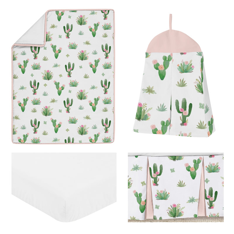 Cactus Floral 4 Piece Crib Bedding Set