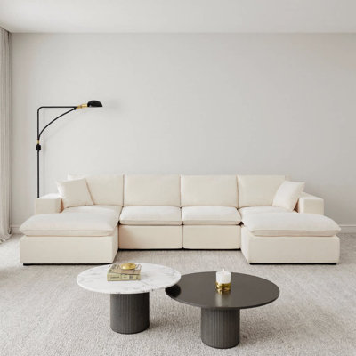 138" Modern Chenille Cloud Sofa – Freely Combinable 6‑Seat Modular Sectional | High‑Density Sponge Fill, Supportive Springs | Cloud‑Like Couch for Living Room, Apartment, or Office