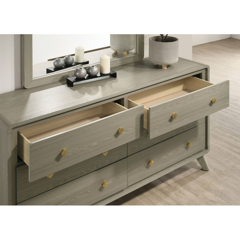 5-Drawer Dresser 61" Wide Modern Storage Dresser, Curved Edge, Anti-tipping for Room, Hallway and Entryway(61"L*16"W*36"H)