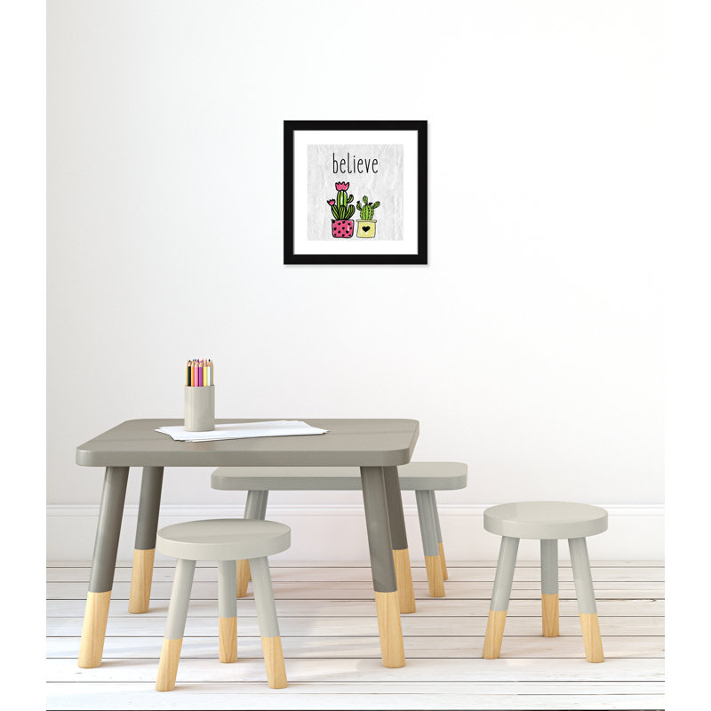 Cactus B, art encadré, H 16 po x l 16 po x P 0,6 po, Encadré plat noir