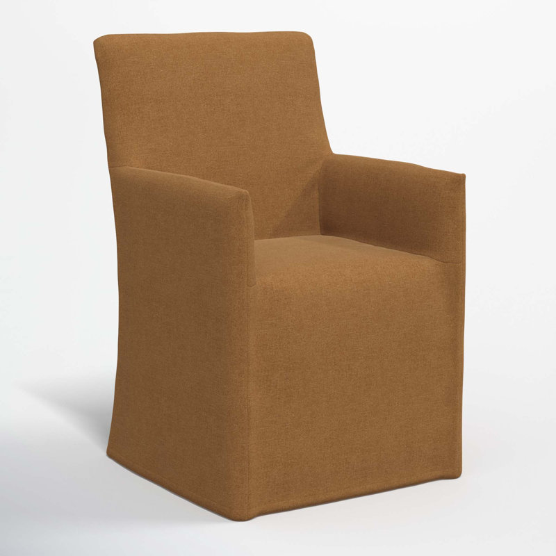 Ivanka 20'' H Upholstered Armchair, Textured Amber Linen