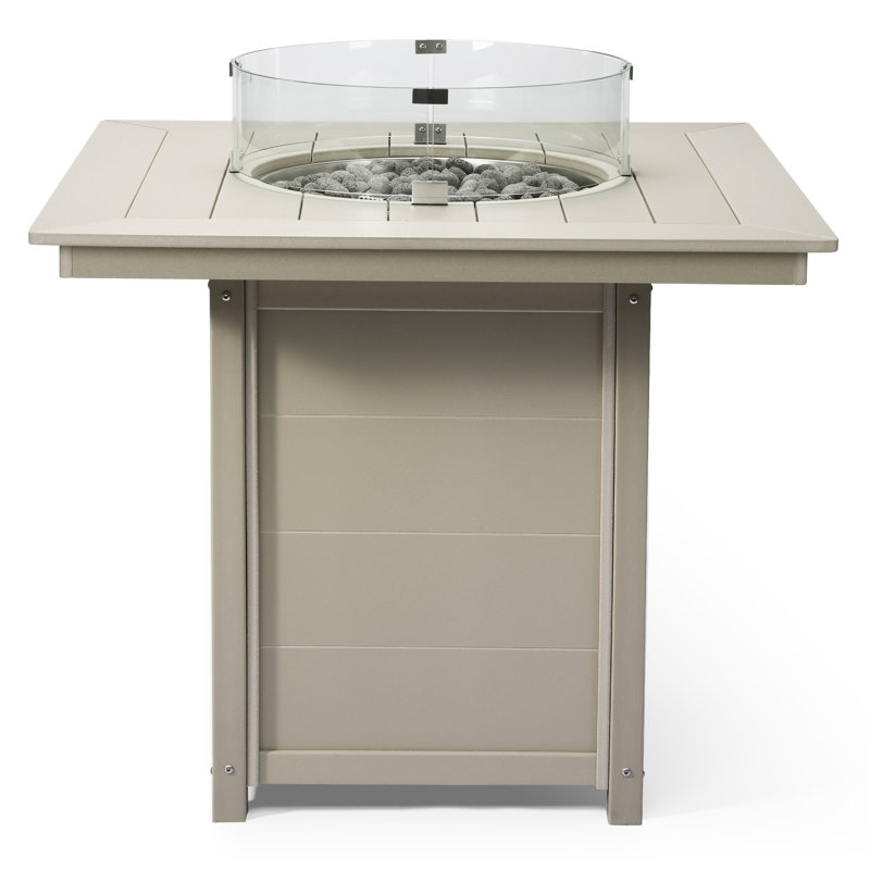 Table carrée avec foyer 42 po, 42.25" H x 42.25" W x 42.25" D, Beige