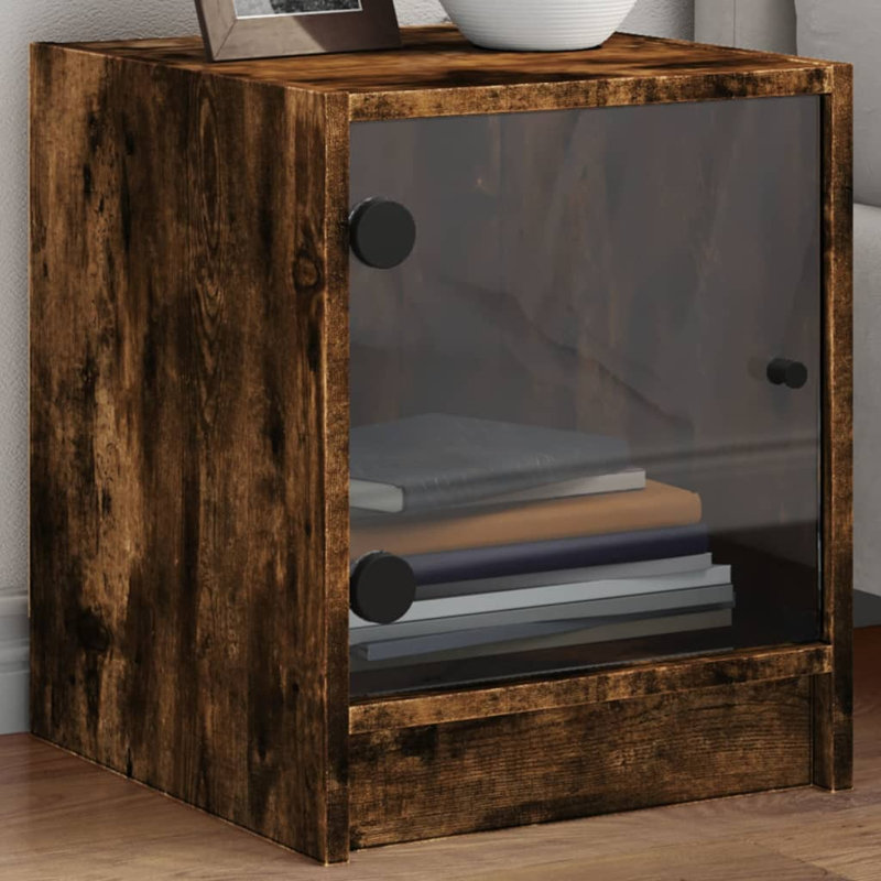 Massiyah 35cm W Manufactured Wood Bedside Table, Smoked Oak, Set of 2