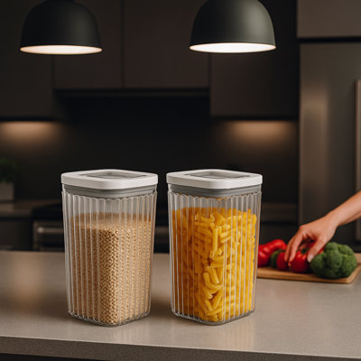 Set of 2 Airtight Fluted Canister - 88 fl oz